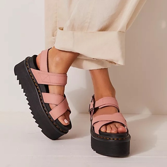 DR. MARTENS Voss II Quad Platform Sandals in Peach Beige - Picture 1 of 11